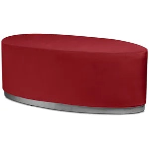 Пуф  «Овал» серебряный, красный бархат
