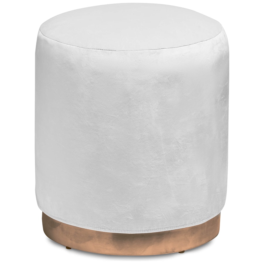 Пуф «Круг» золотой, белый бархат - Фото миниатюра 1