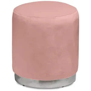 Пуф «Круг» серебряный, розовый бархат