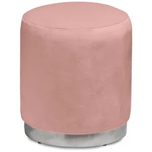Пуф «Круг» серебряный, розовый бархат