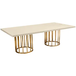Стол «Арис» прямой, столешница бархат светло-бежевый