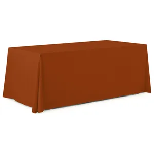 Скатерть прямая широкая бархатная терракотовая