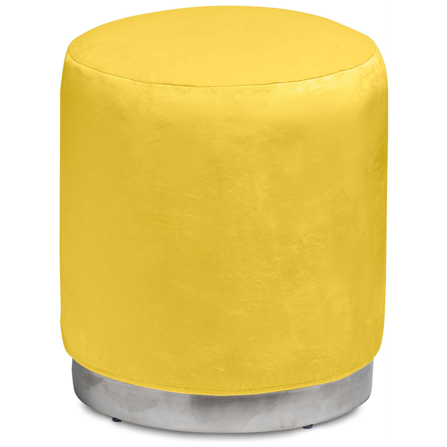 Пуф «Круг» серебряный, желтый бархат - Фото основное 1