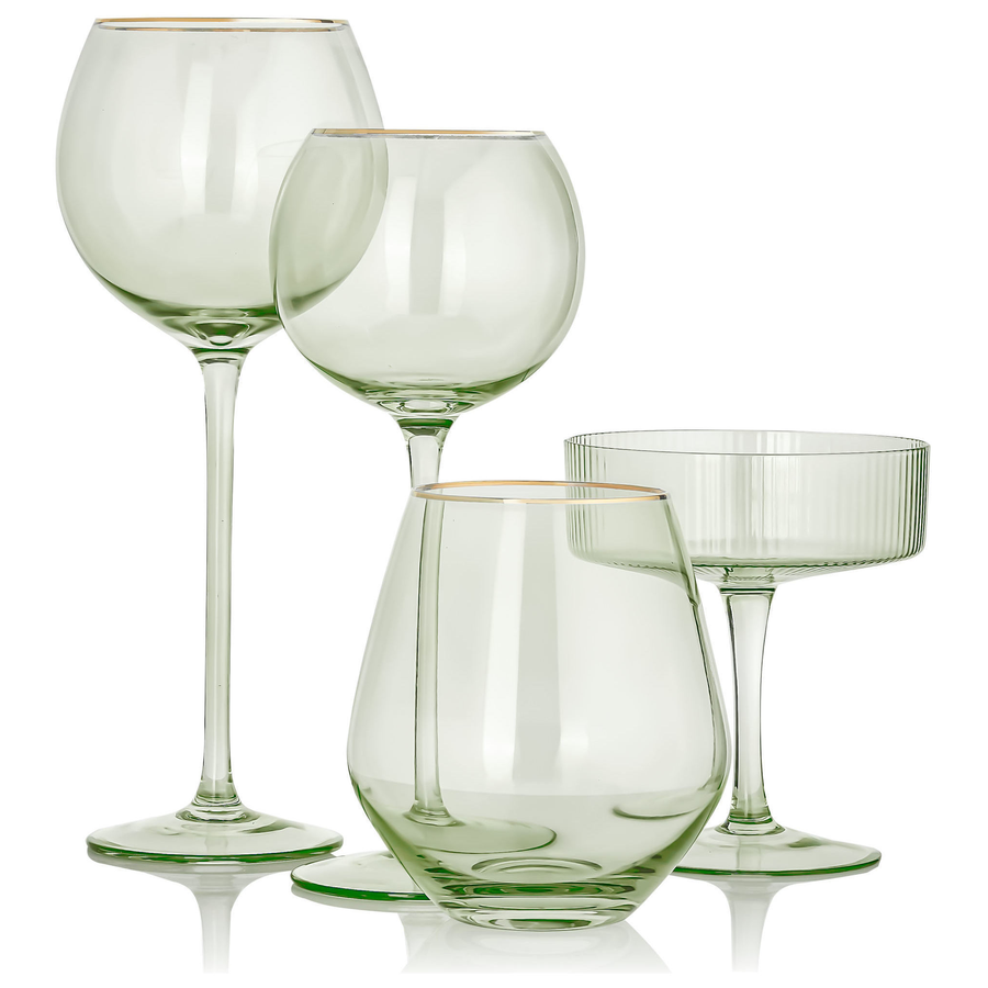 Бокал для красного вина «Санко» оливковый с золотым кантом - Фото миниатюра 2