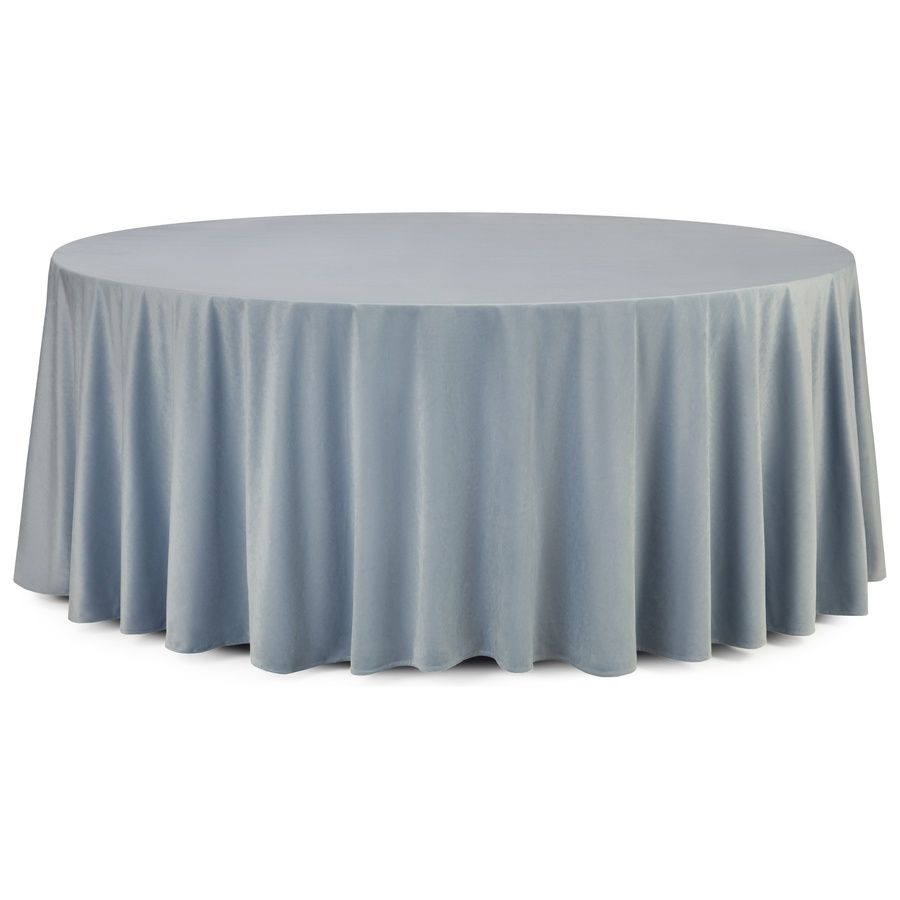 Скатерть круглая бархатная серо-голубая - Фото миниатюра 1