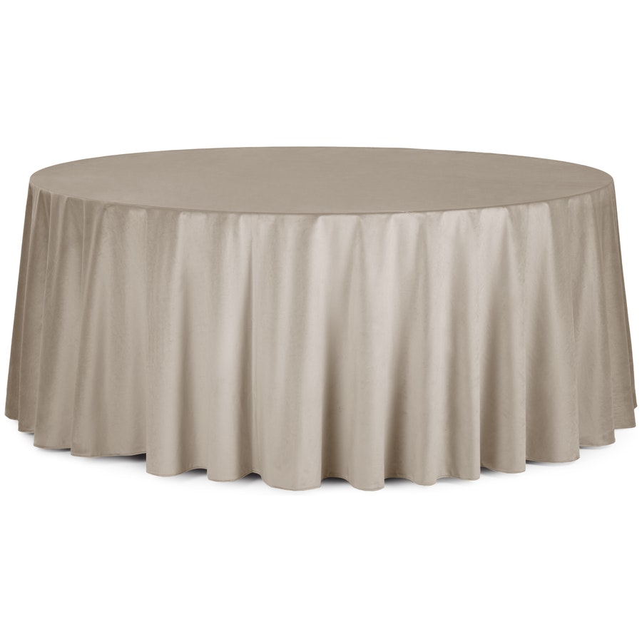 Скатерть круглая бархатная серо-бежевая - Фото миниатюра 1
