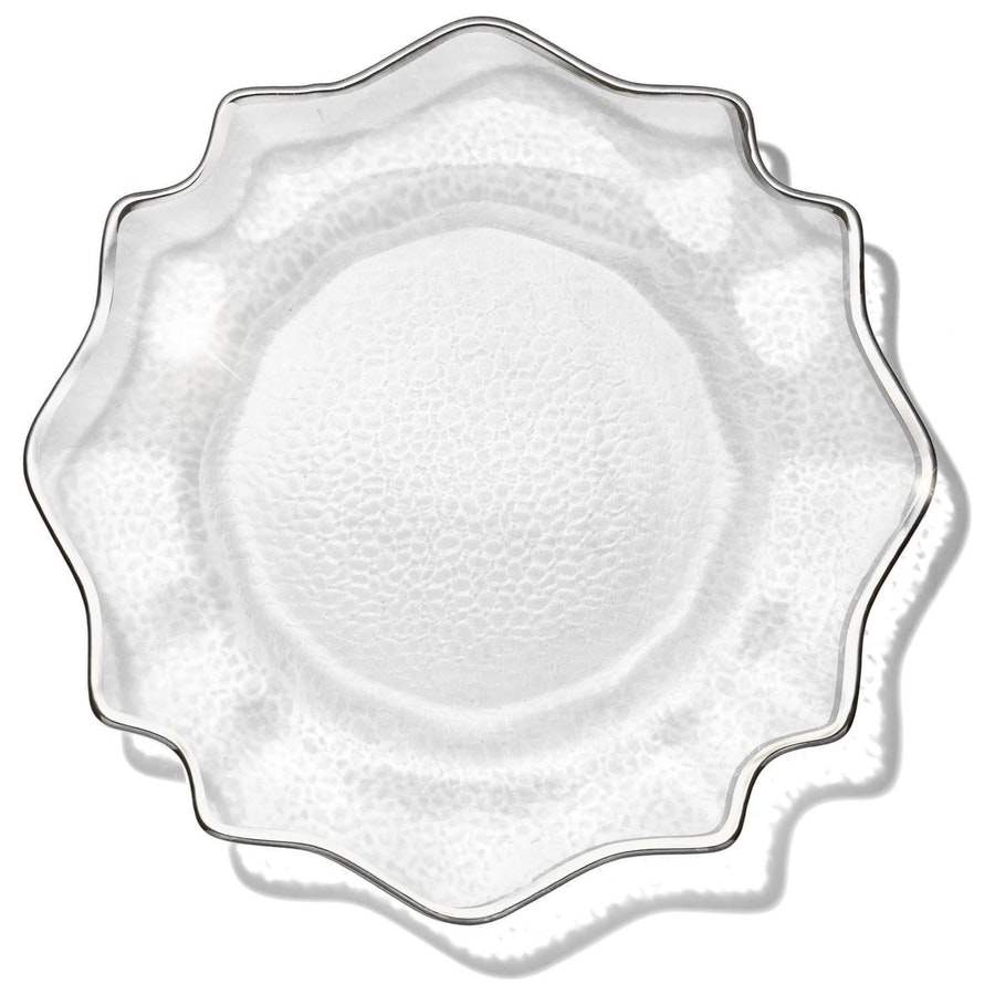 Подстановочная тарелка «Фиона» прозрачная с серебряной каймой - Фото миниатюра 1