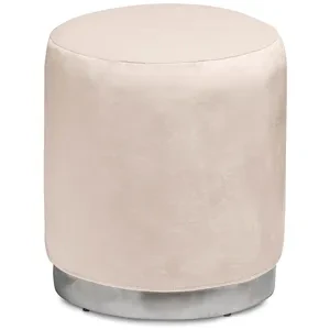 Пуф «Круг» серебряный, кремовый бархат