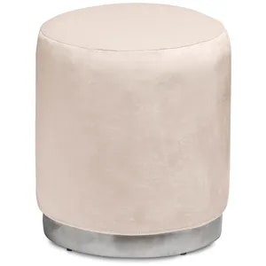 Пуф «Круг» серебряный, кремовый бархат