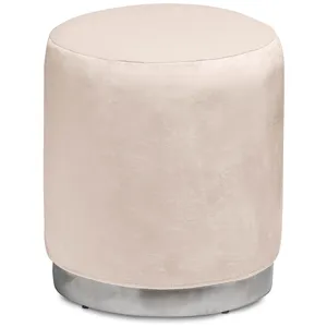 Пуф «Круг» серебряный, кремовый бархат