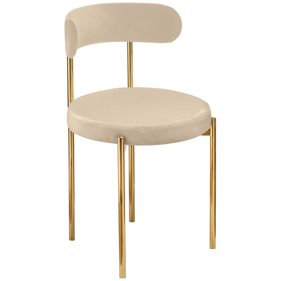 Стул «Лира» золотой, светло-бежевый теплый бархат - Фото миниатюра 1