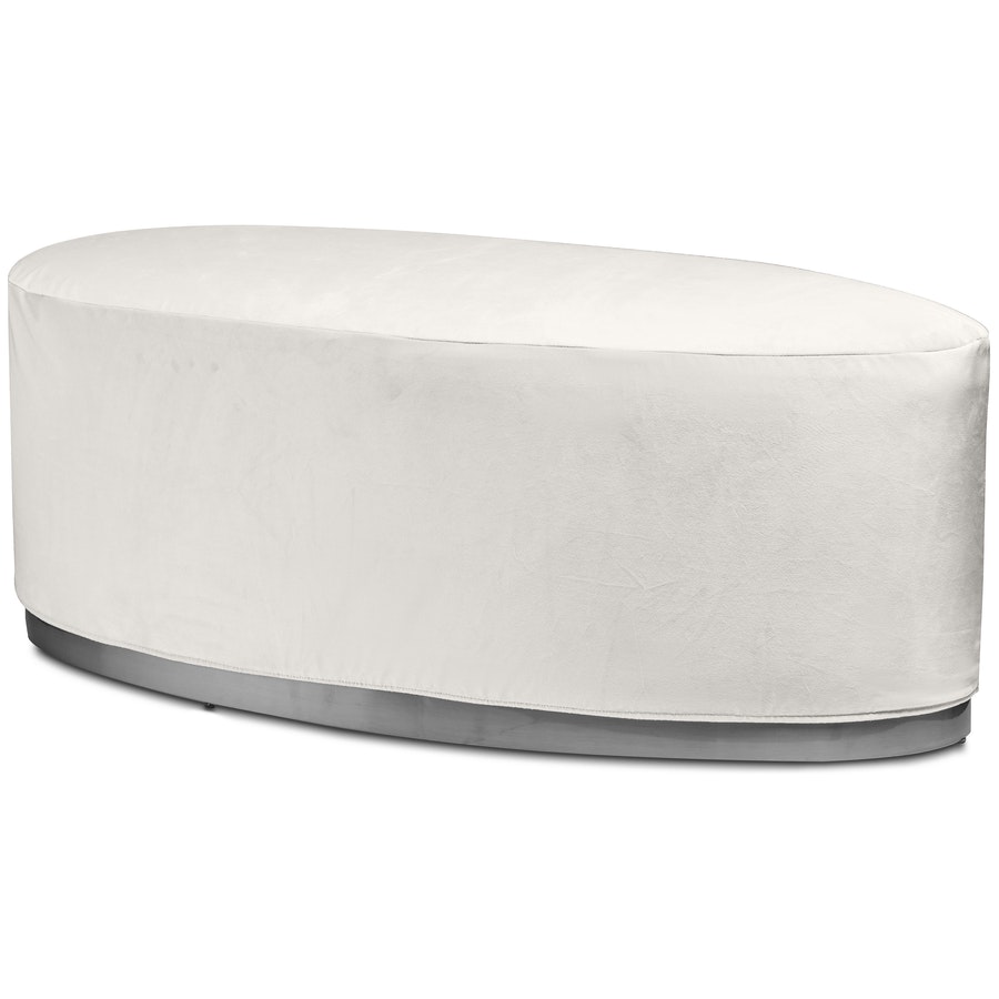 Пуф «Овал» серебряный, молочный бархат - Фото миниатюра 1