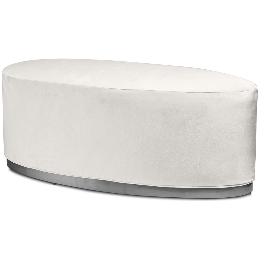 Пуф «Овал» серебряный, молочный бархат - Фото основное 1