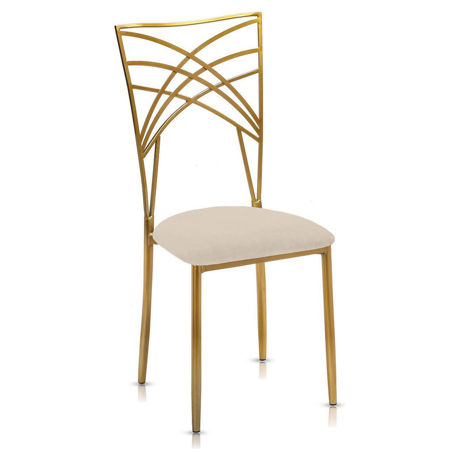 Стул «Хамелеон» золотой, кремовая подушка из бархата - Фото миниатюра 1