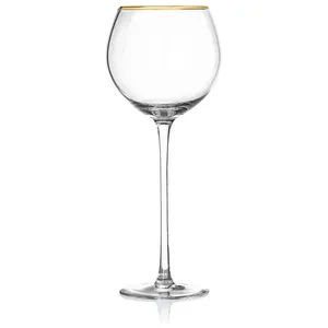 Бокал для белого вина «Санко» прозрачный с золотым кантом - Фото 1