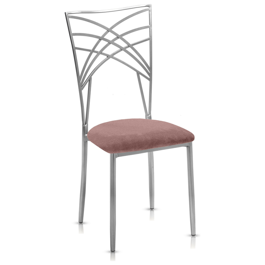 Стул «Хамелеон» серебряный, пыльно-фиолетовая подушка бархат - Фото миниатюра 1