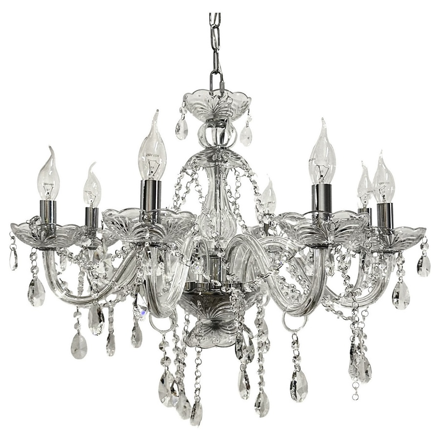 Люстра подвесная 8-мирожковая серебро - Фото миниатюра 1