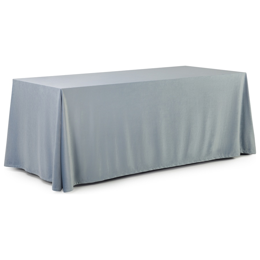 Скатерть прямоугольная бархатная серо-голубая - Фото миниатюра 1