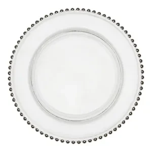 Подстановочная тарелка «Бусинки» прозрачная с серебряными бусинами - Фото 1