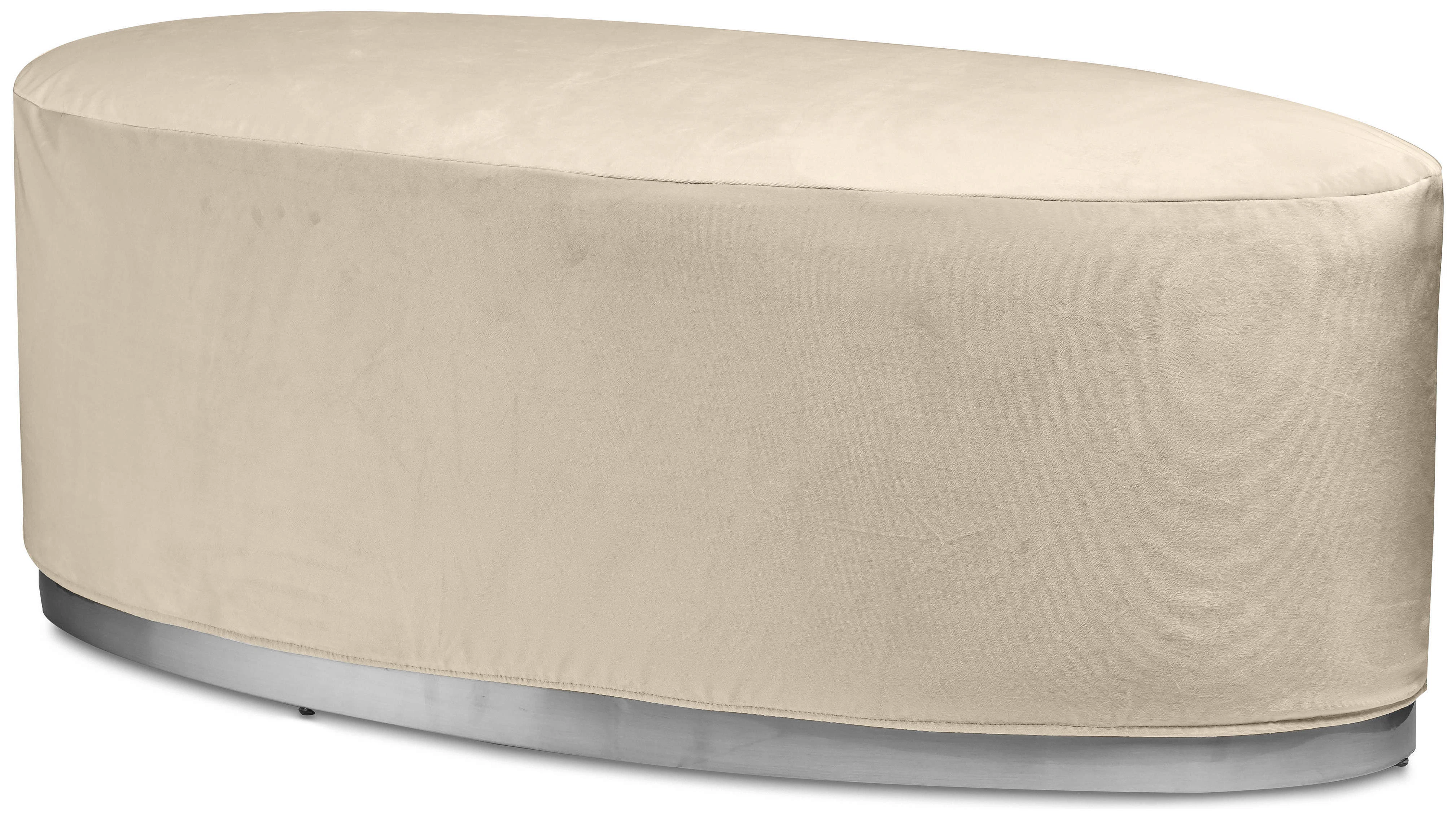 Пуф «Овал» серебряный, светло-бежевый бархат