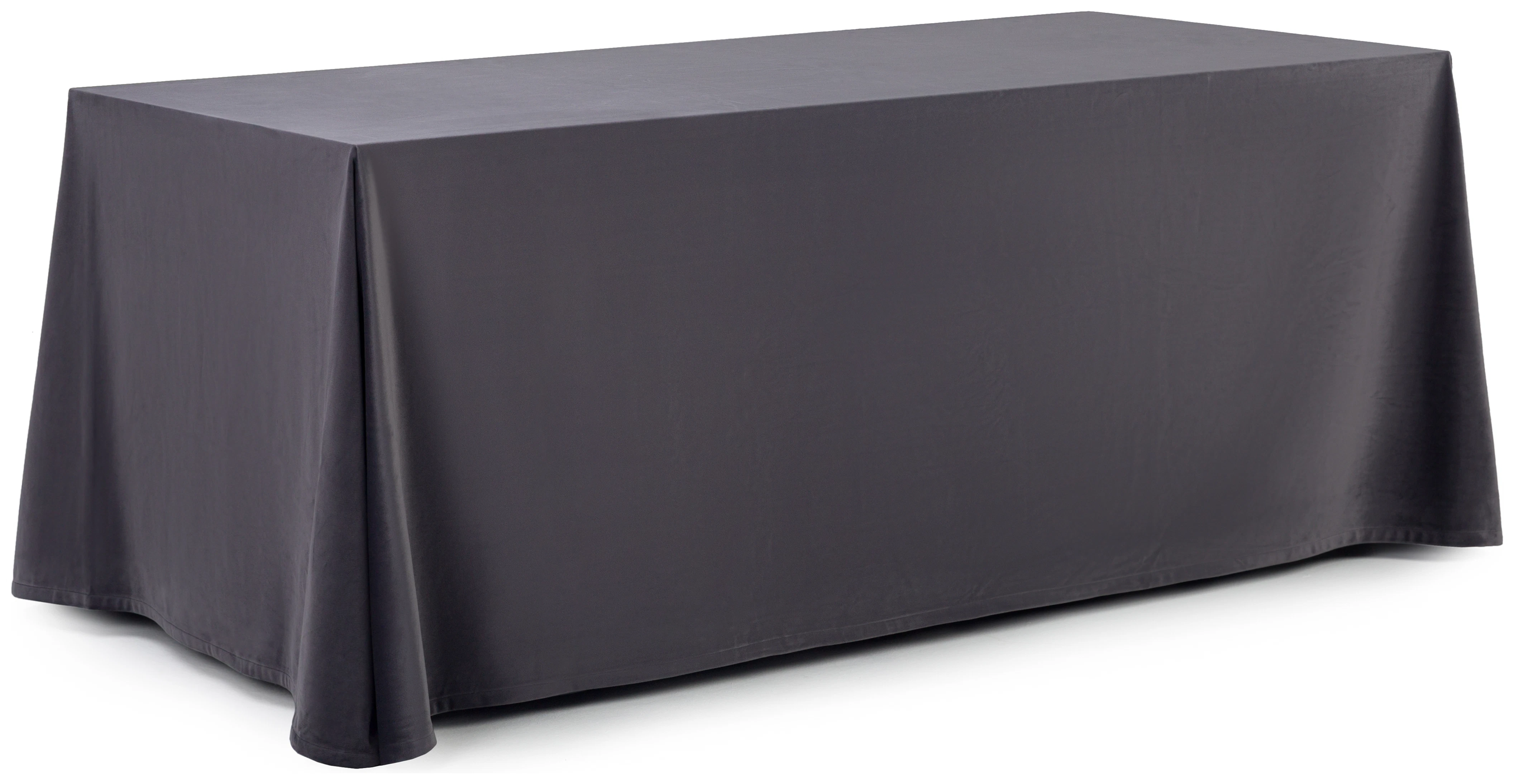 Скатерть прямая бархатная графитовая широкая