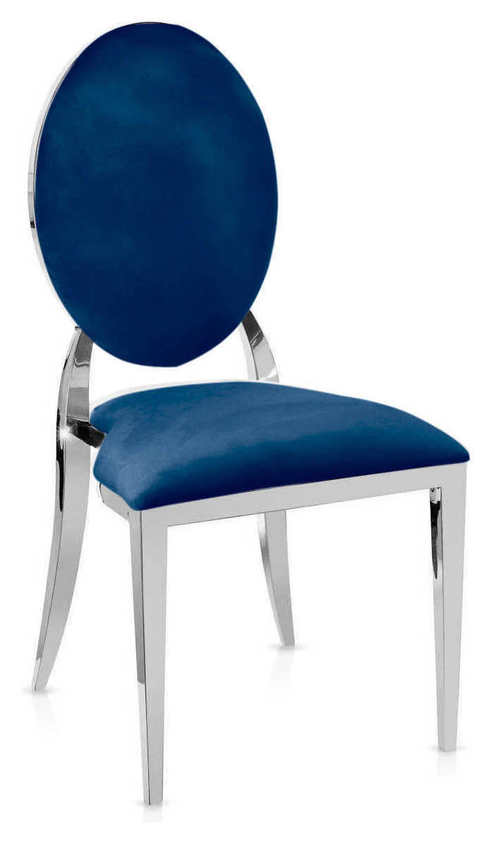 Стул «Вашингтон» серебряный, темно-синие подушки из бархата