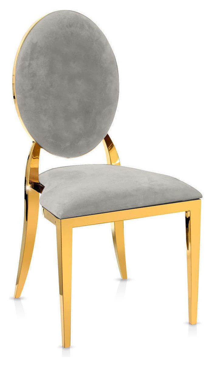 Стул «Вашингтон» золотой, светло-серые подушки из бархата