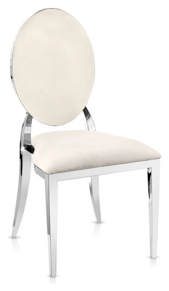 Стул «Вашингтон» серебряный, молочные подушки из бархата