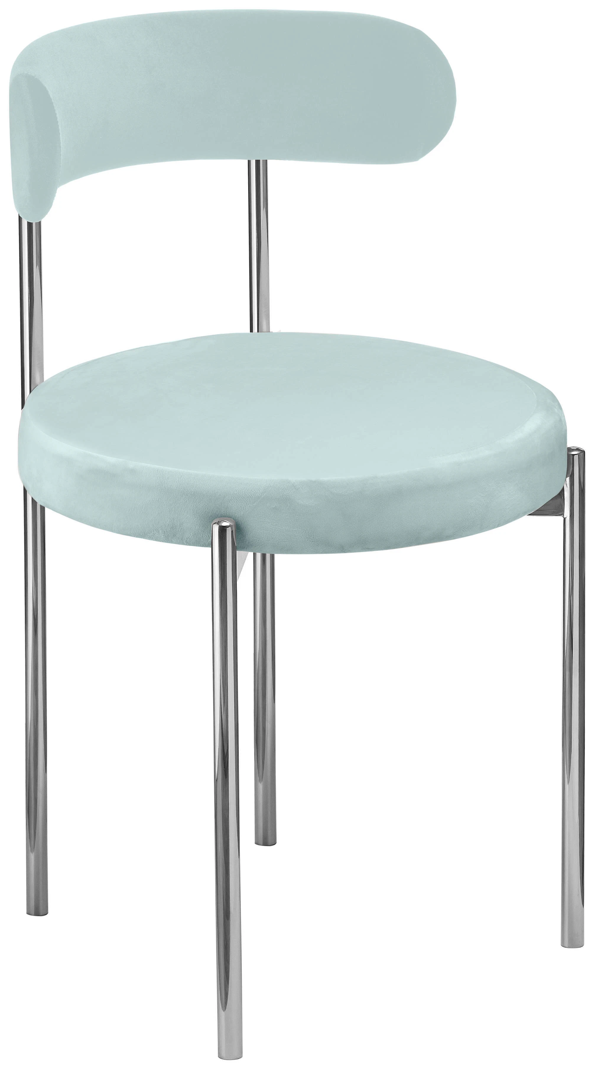 Стул «Лира» серебряный, голубой бархат