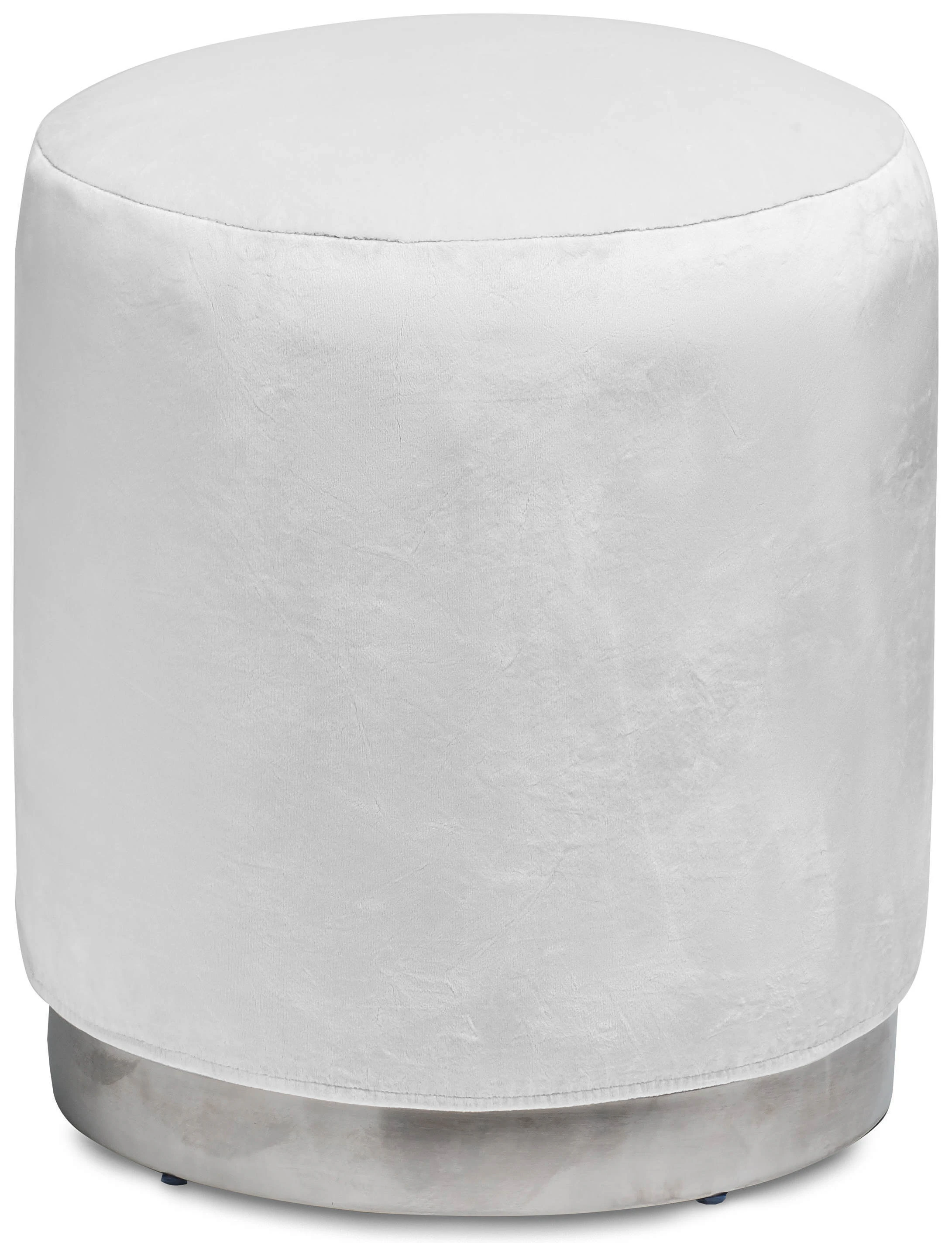 Пуф «Круг» серебряный, белый бархат