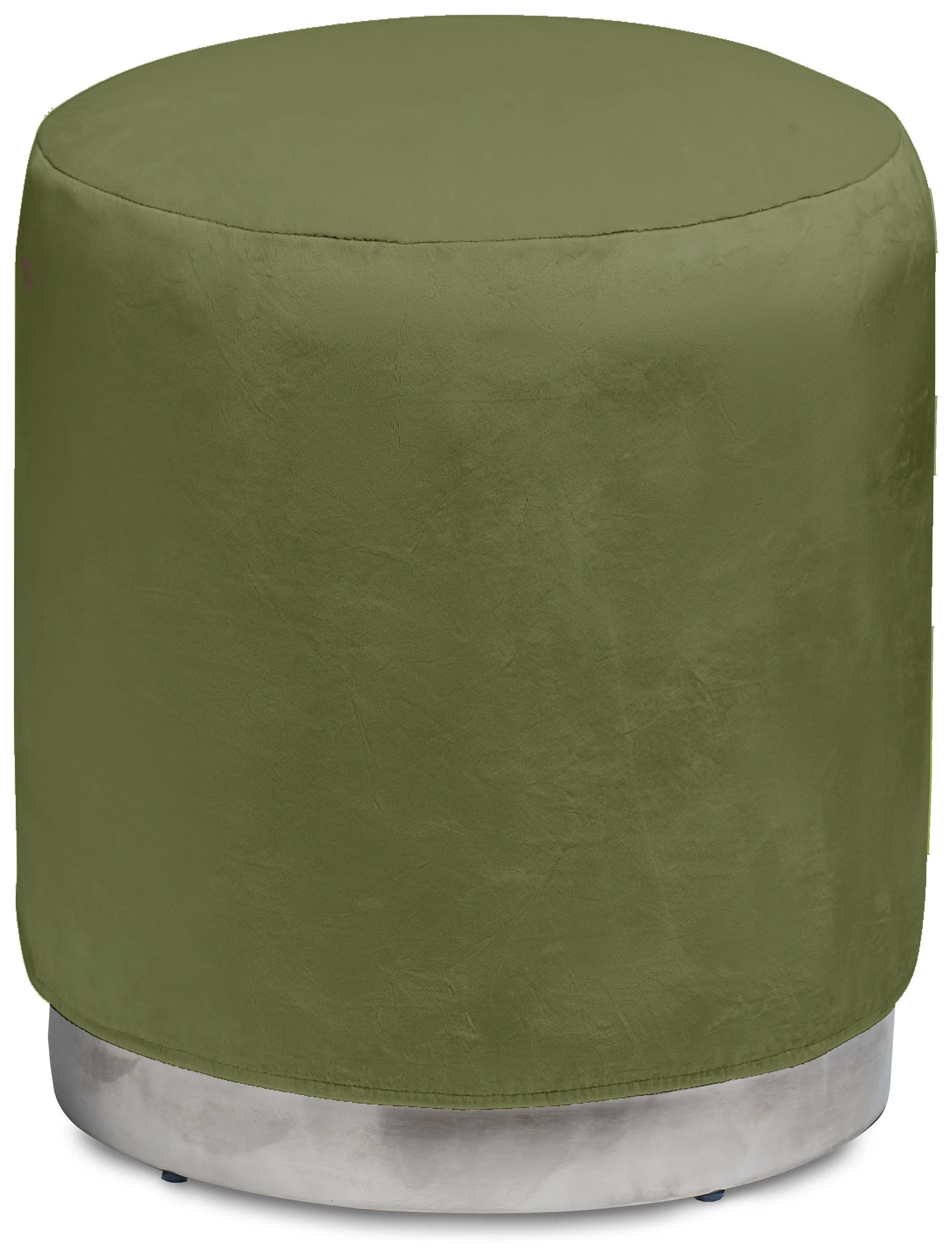 Пуф «Круг» серебряный, мшистый бархат