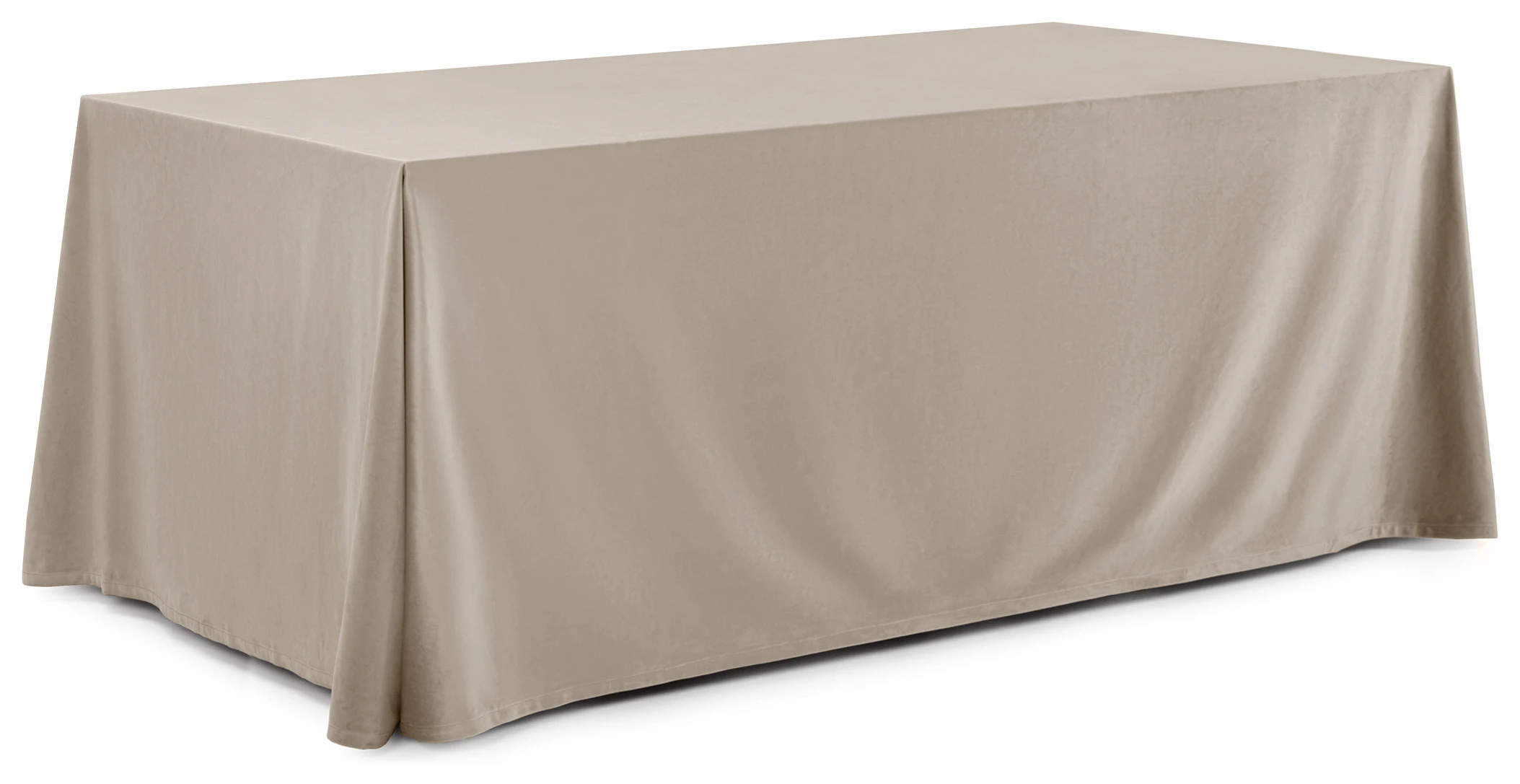 Скатерть прямая широкая бархатная серо-бежевая