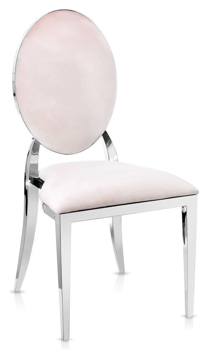 Стул «Вашингтон» серебряный, пыльно-розовые подушки из бархата