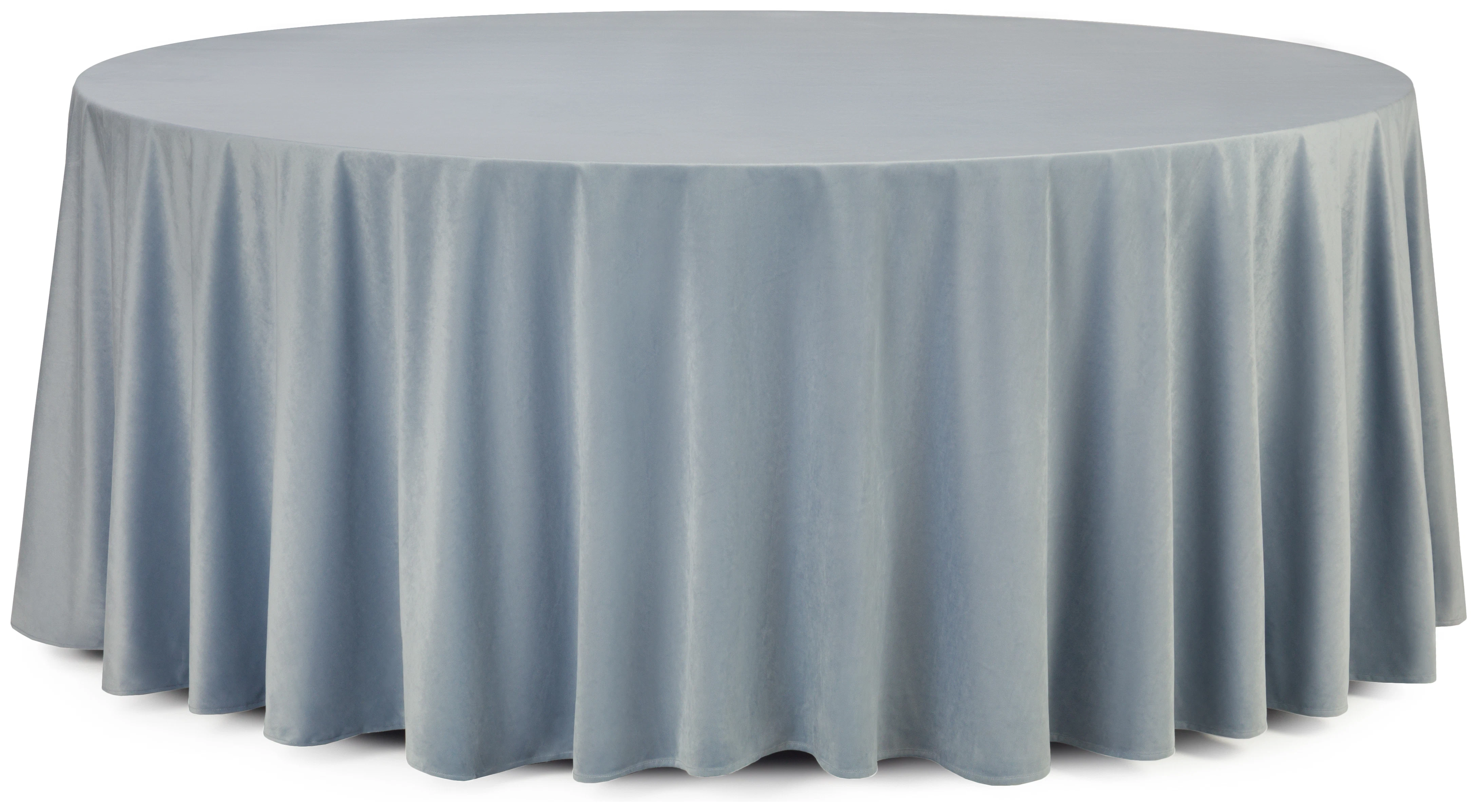 Скатерть круглая бархатная серо-голубая