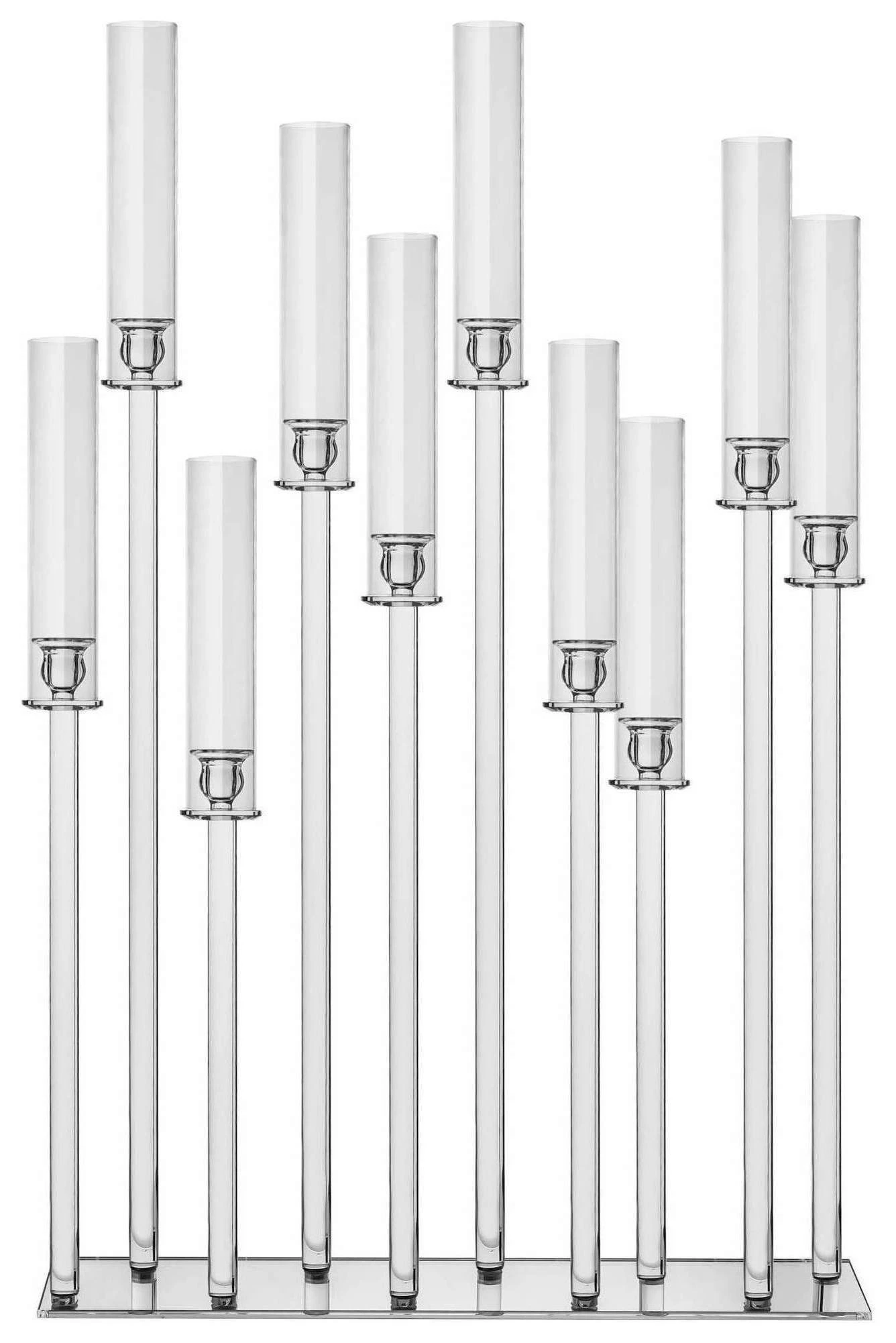 Канделябр «Роу» на 10 свечей прозрачный стеклянный