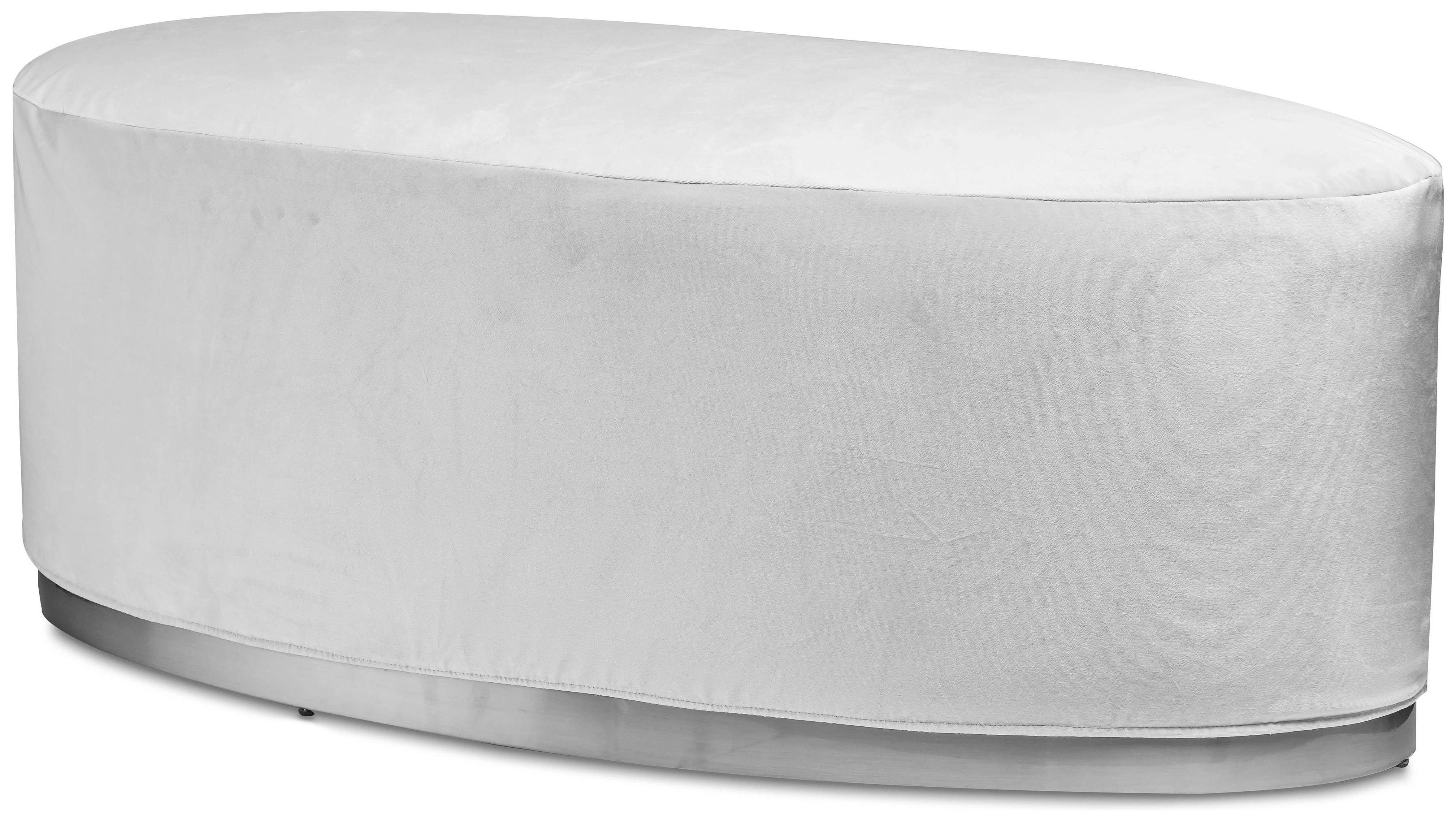 Пуф «Овал» серебряный, белый бархат