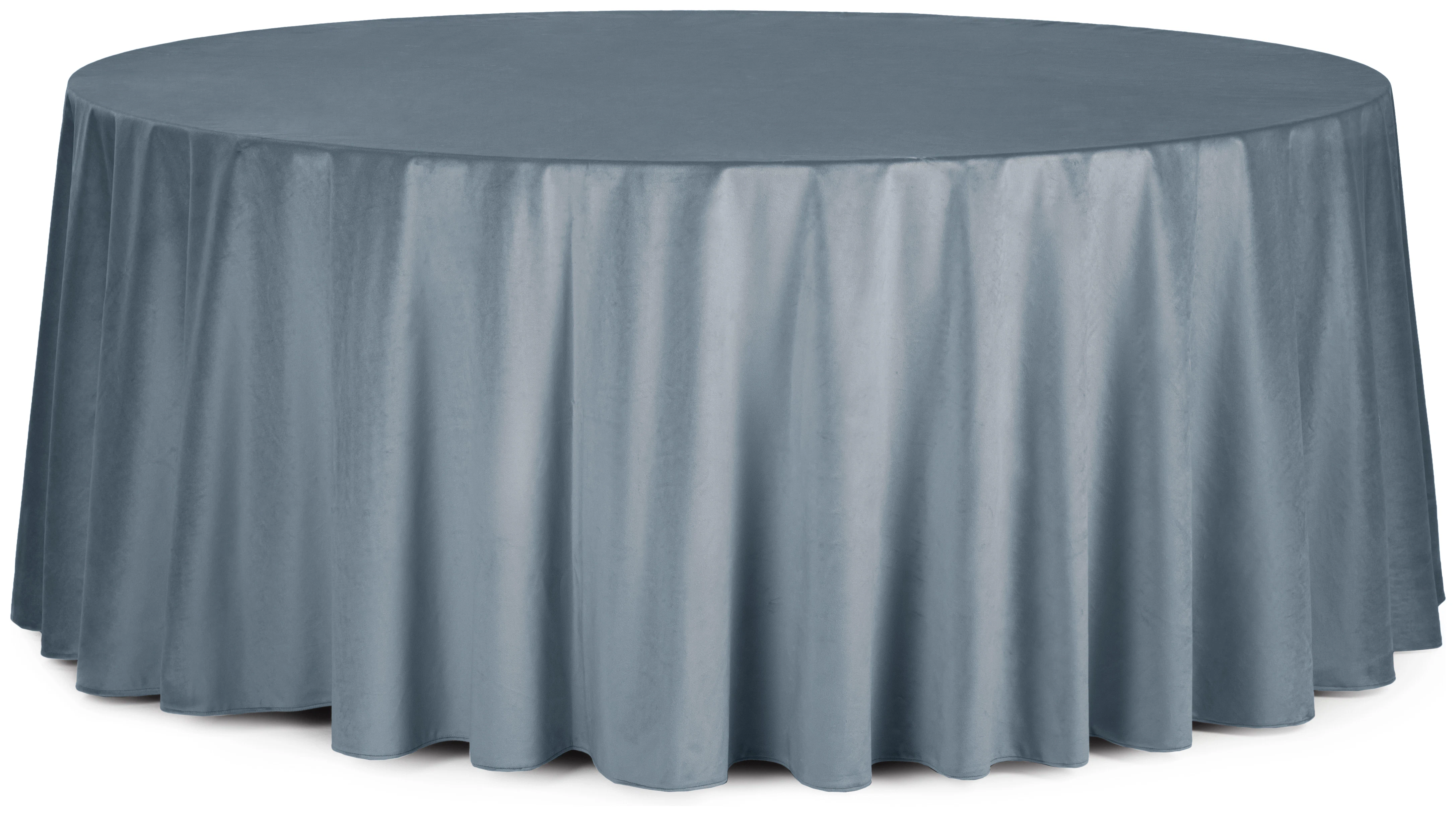 Скатерть круглая бархатная серо-голубая тёмная