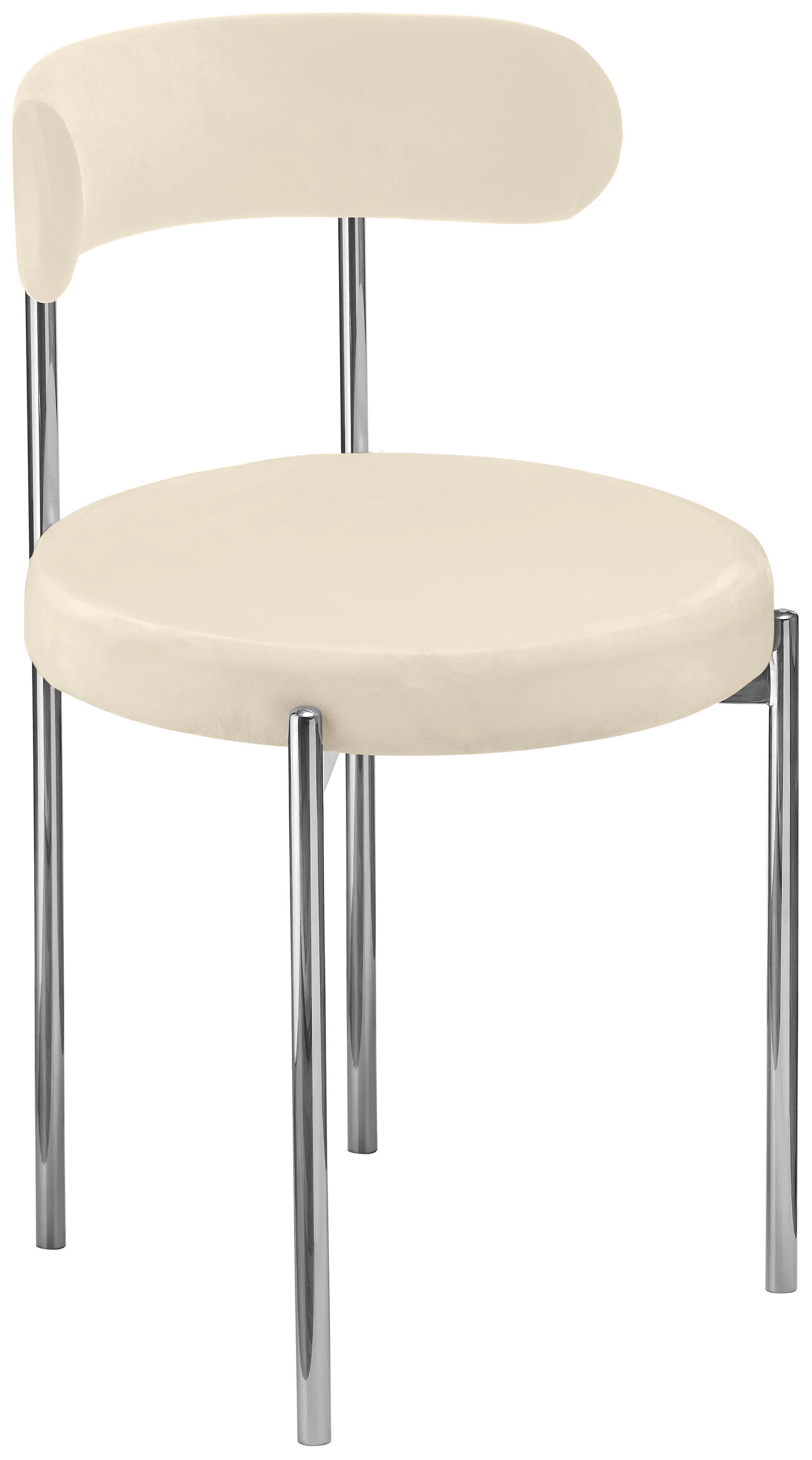 Стул «Лира» серебряный, сливочно-молочный бархат