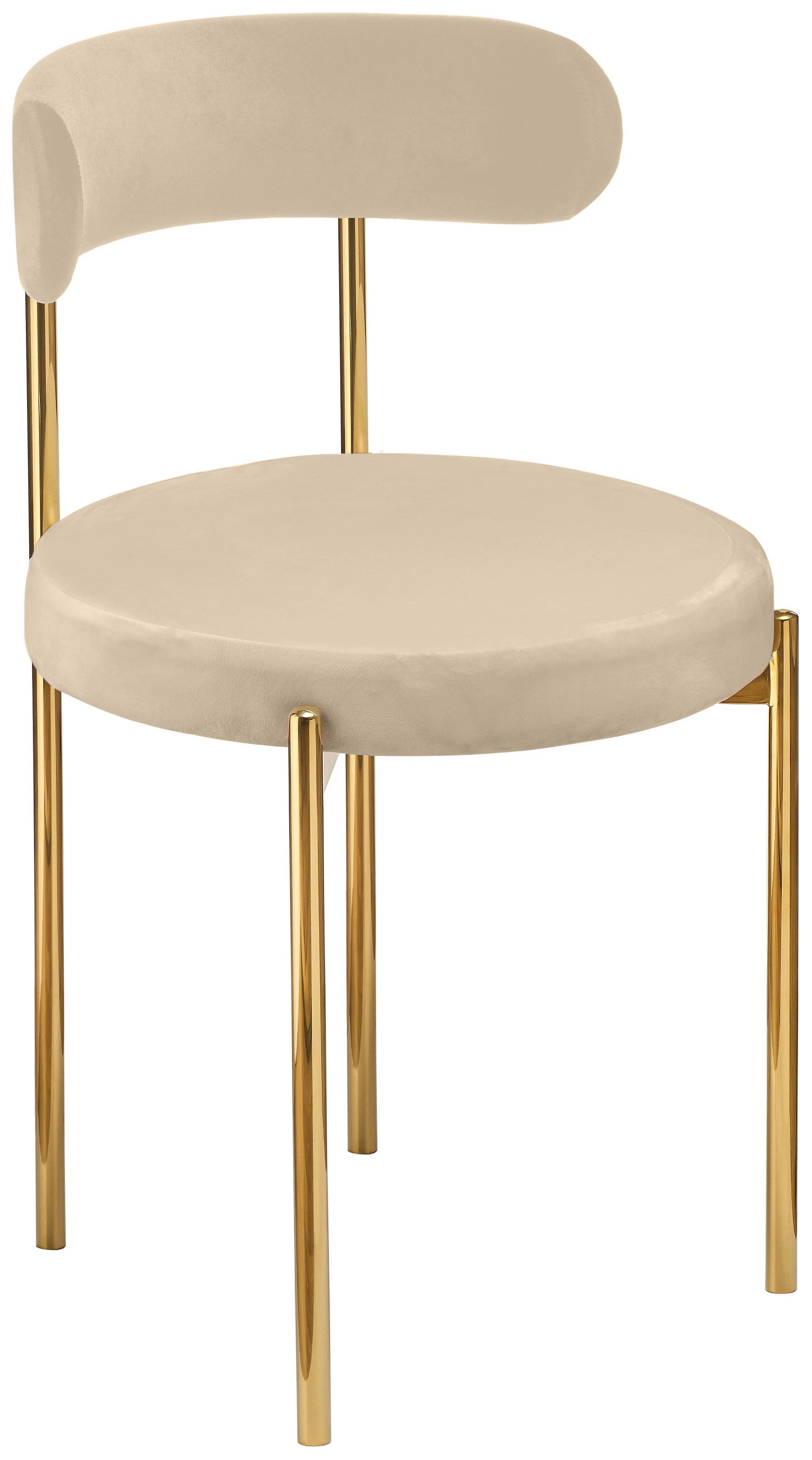 Стул «Лира» золотой, светло-бежевый теплый бархат