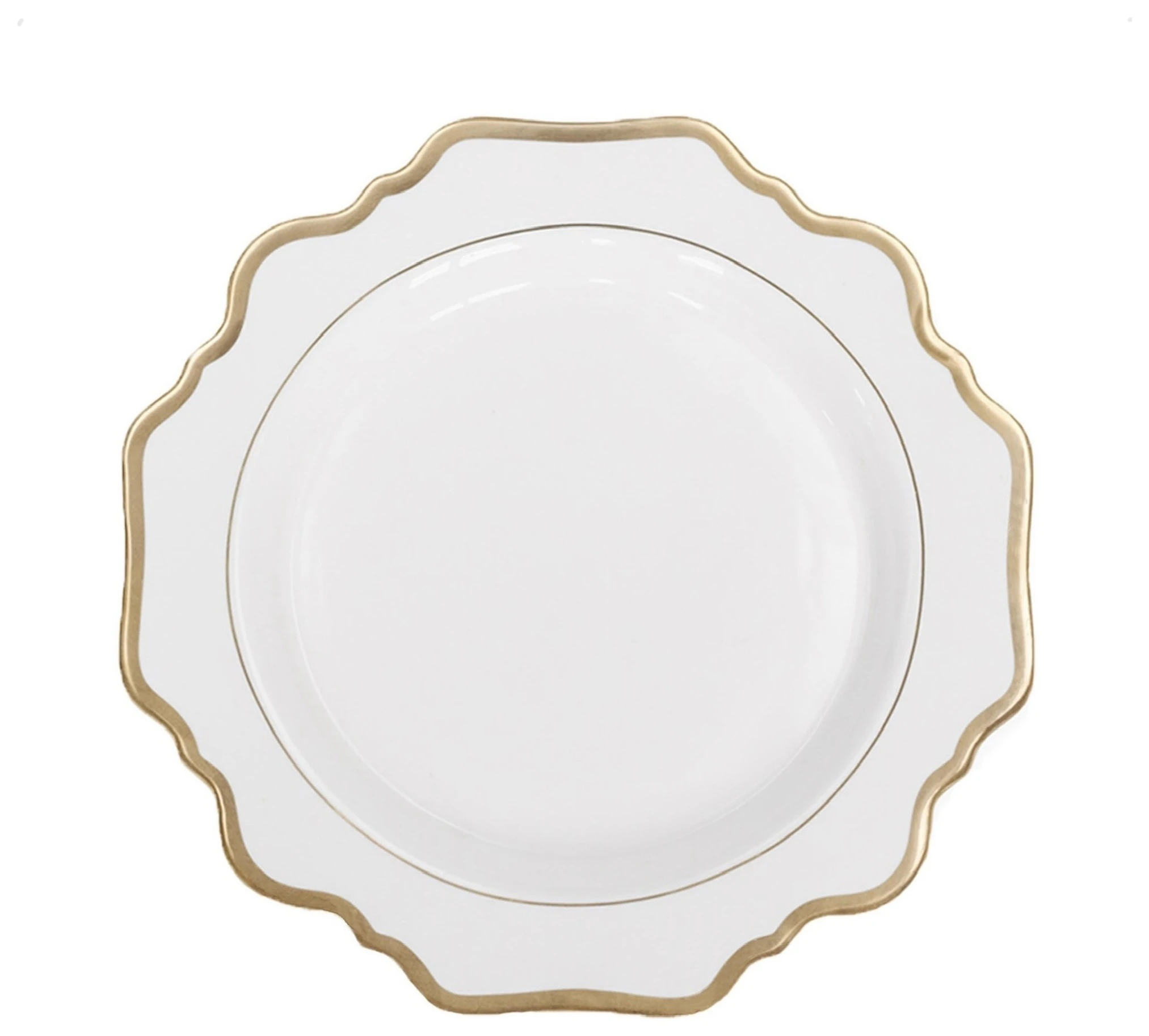 Обеденная тарелка «Тайга» белая с золотым кантом