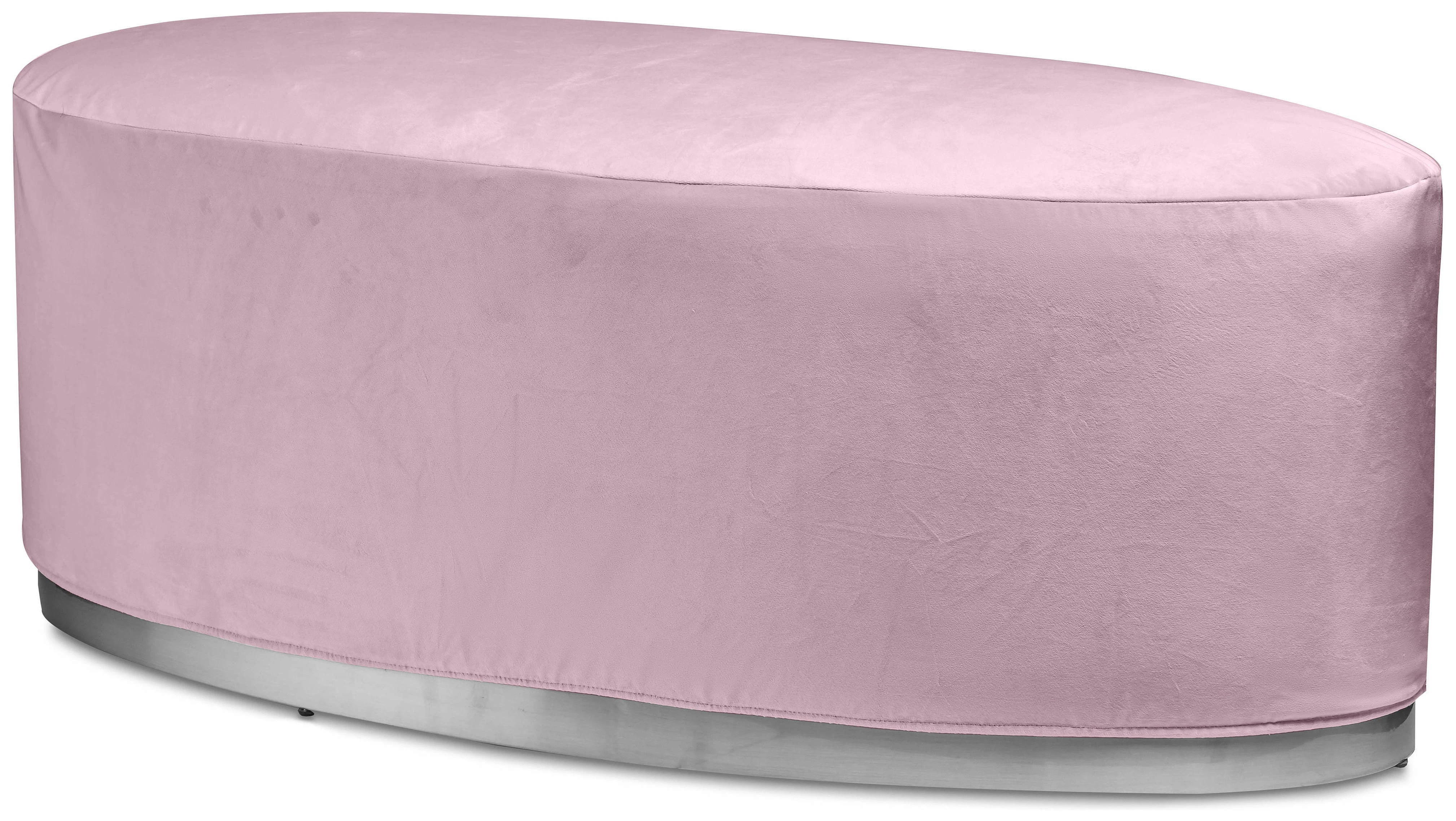 Пуф «Овал» серебряный, пыльно-лавандовый бархат