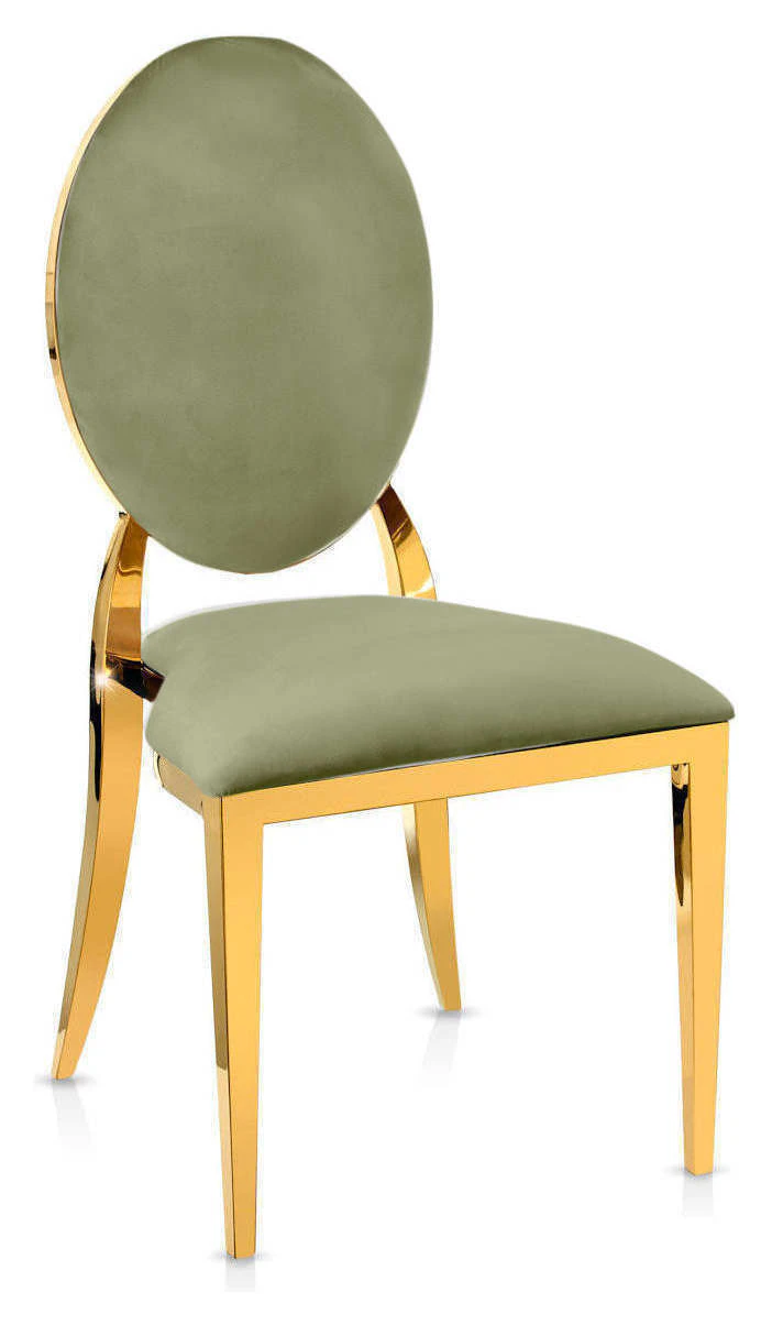 Стул «Вашингтон» золотой, пыльно-зеленые подушки из бархата