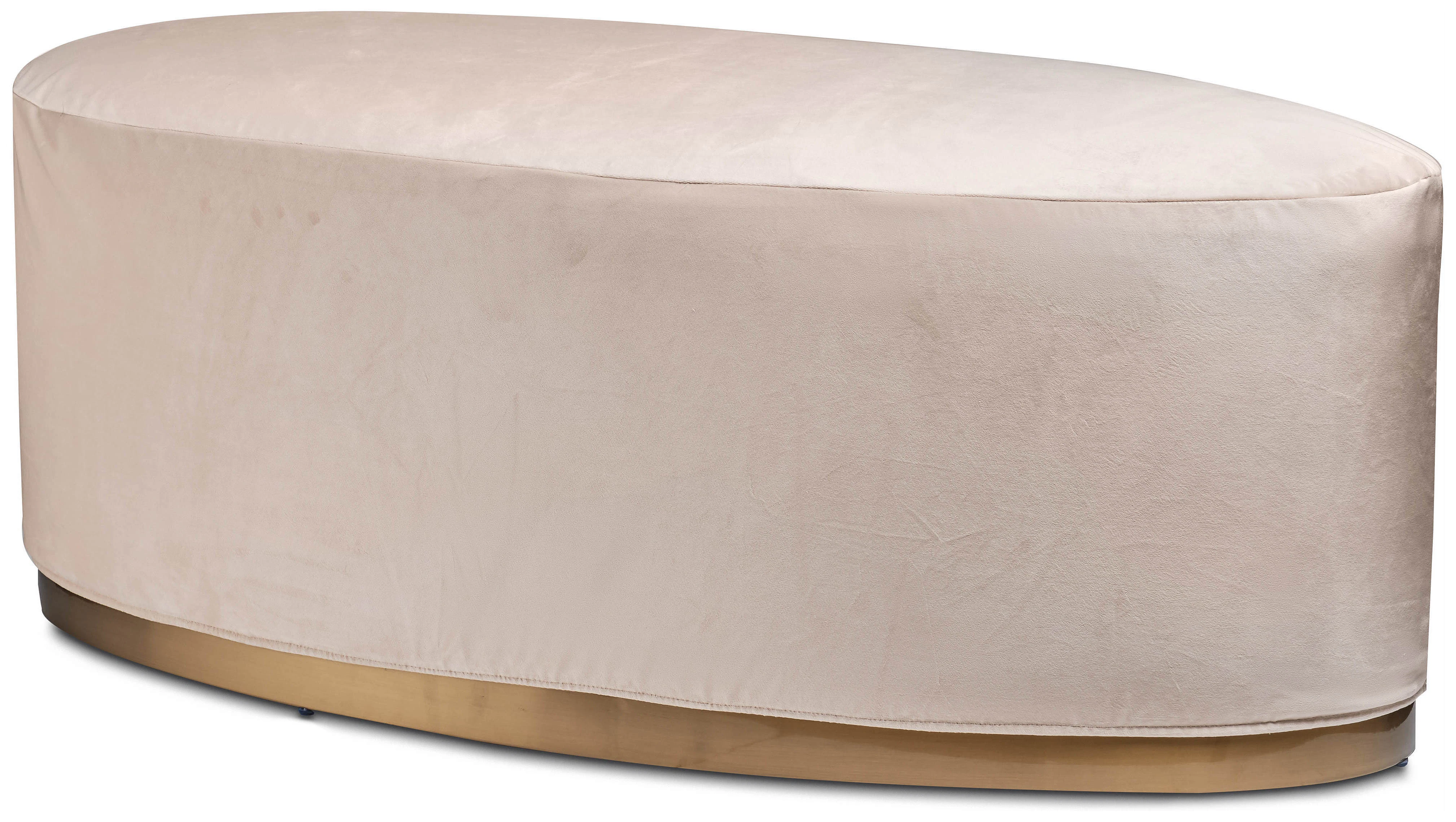 Пуф «Овал» золотой, кремовый бархат