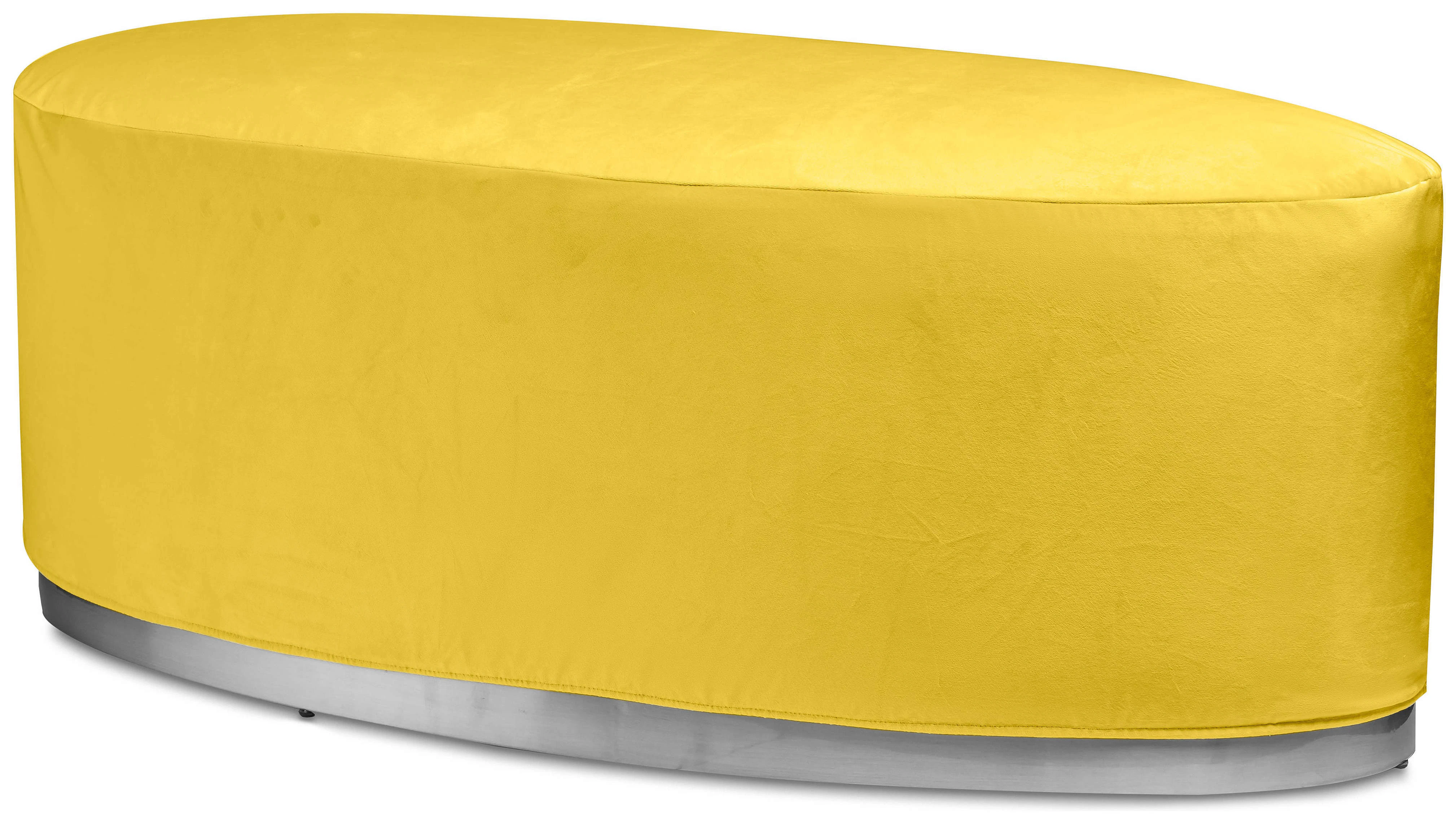 Пуф  «Овал» серебряный, желтый бархат