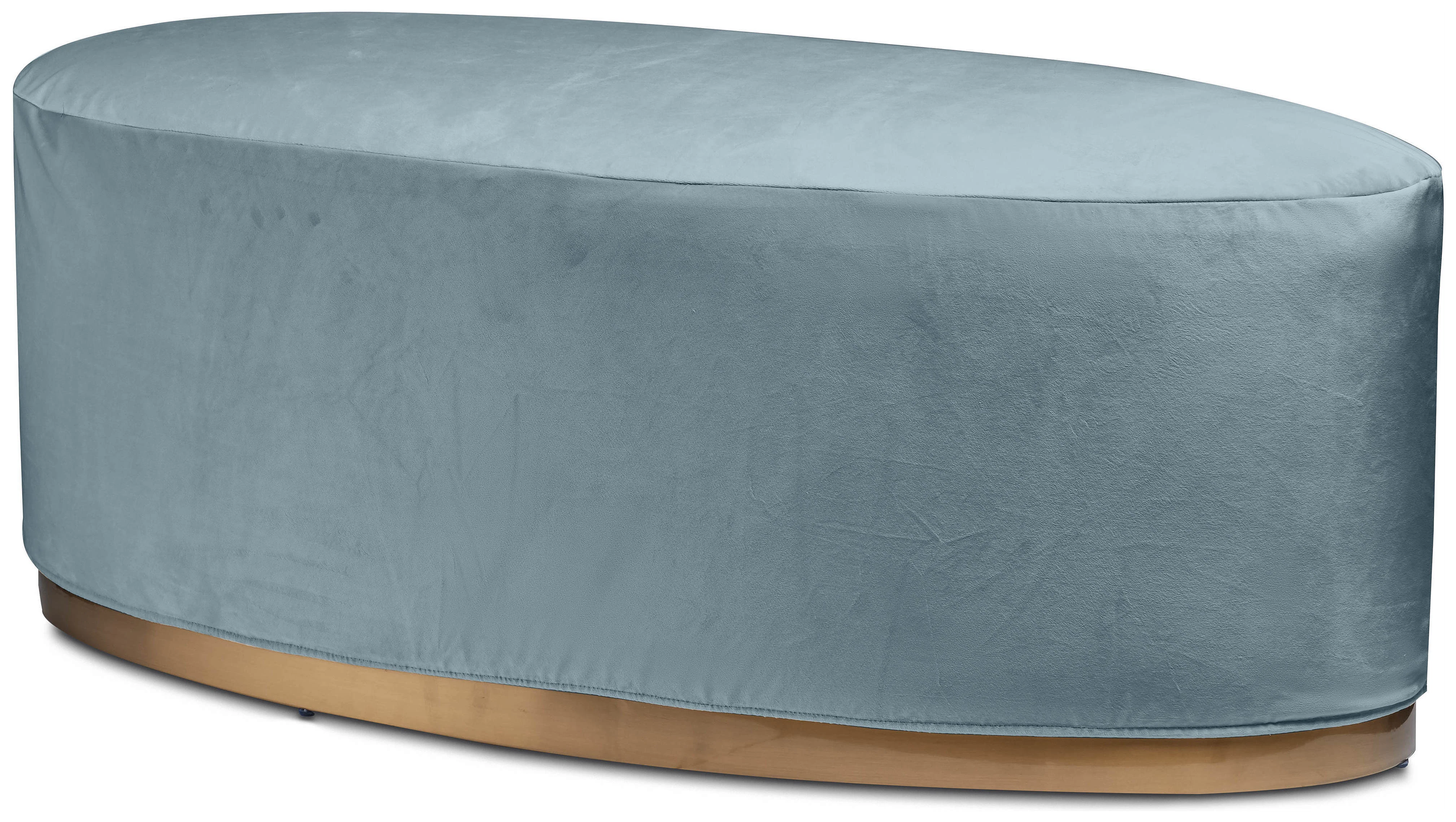 Пуф «Овал» золотой, серо-голубой бархат