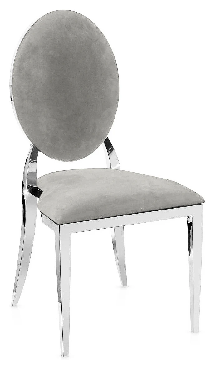 Стул «Вашингтон» серебряный, светло-серые подушки из бархата