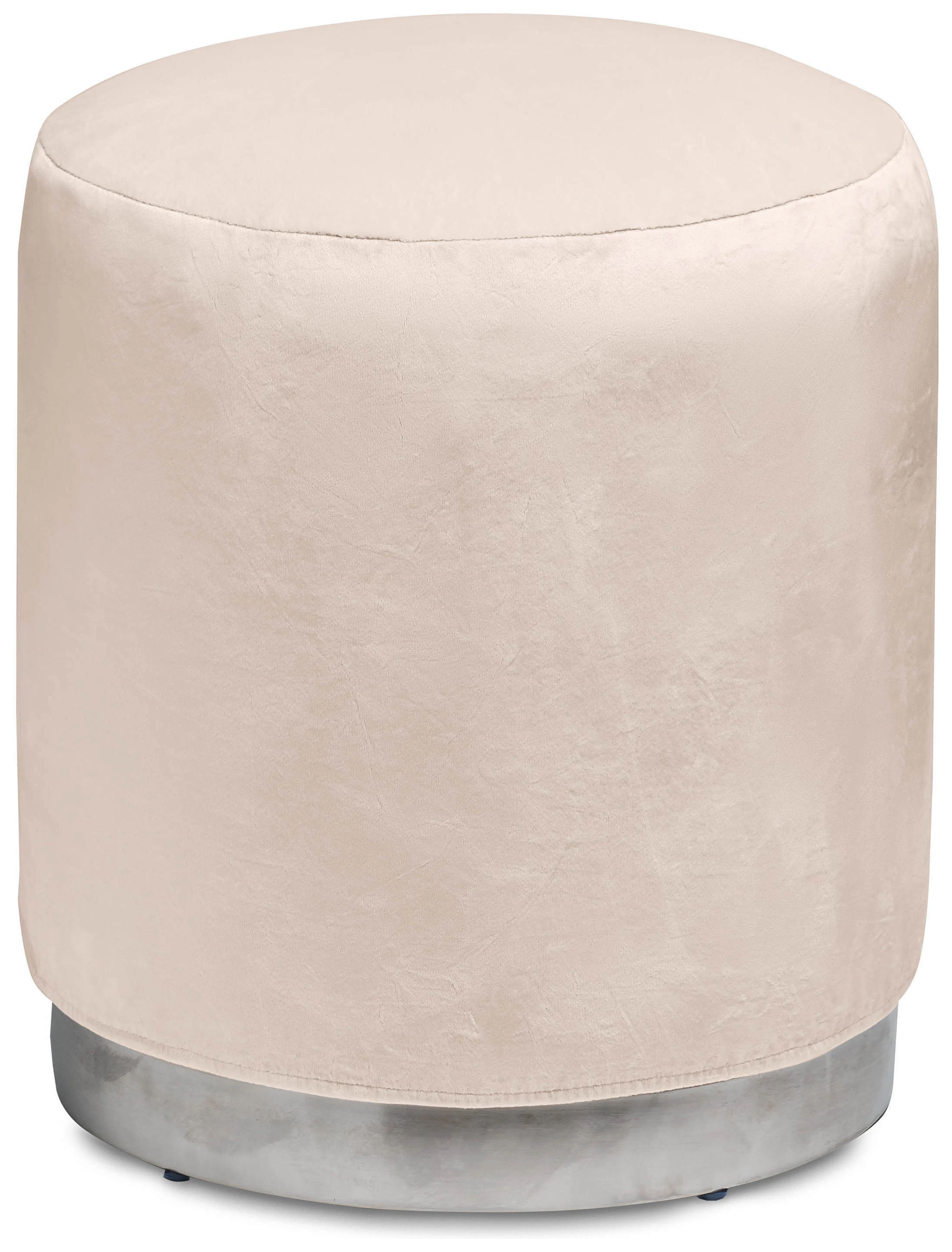 Пуф «Круг» серебряный, кремовый бархат