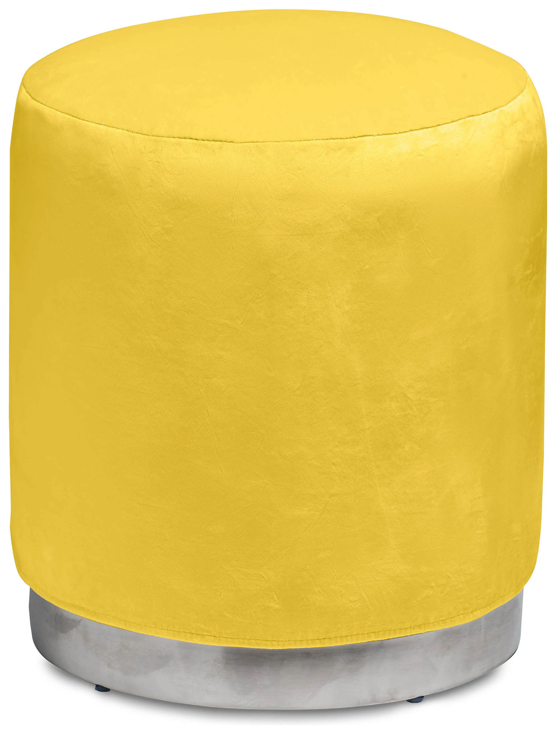 Пуф «Круг» серебряный, желтый бархат