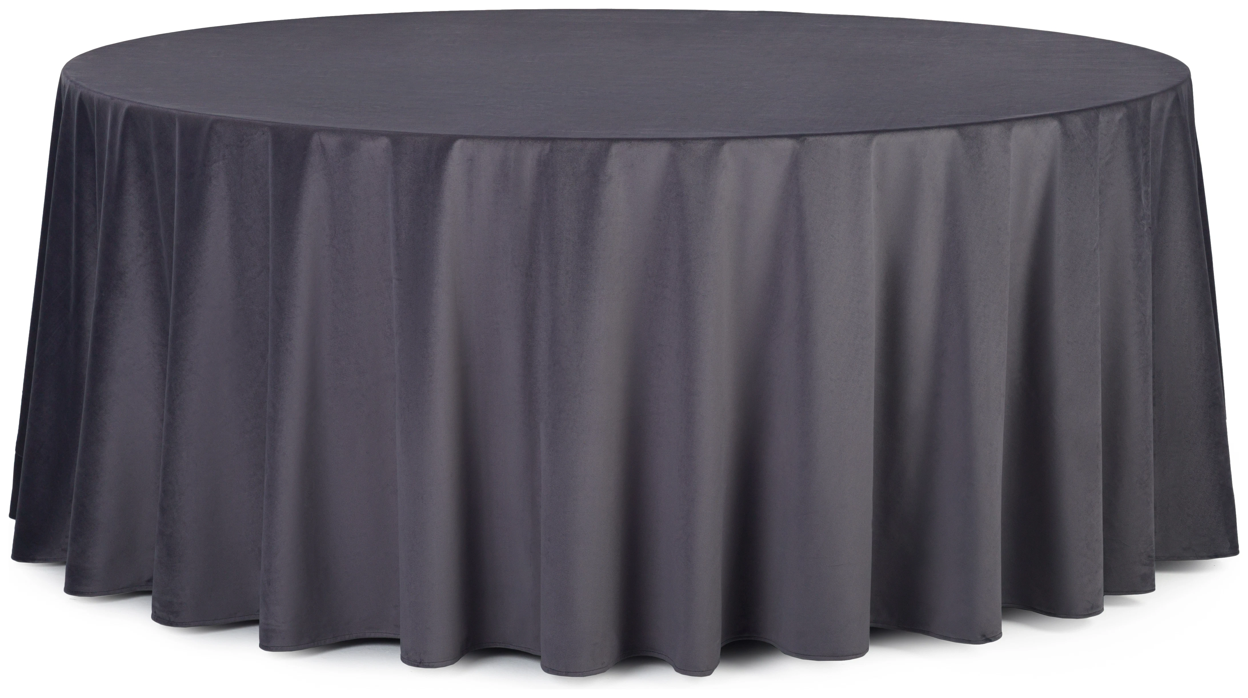 Скатерть круглая бархатная графитовая