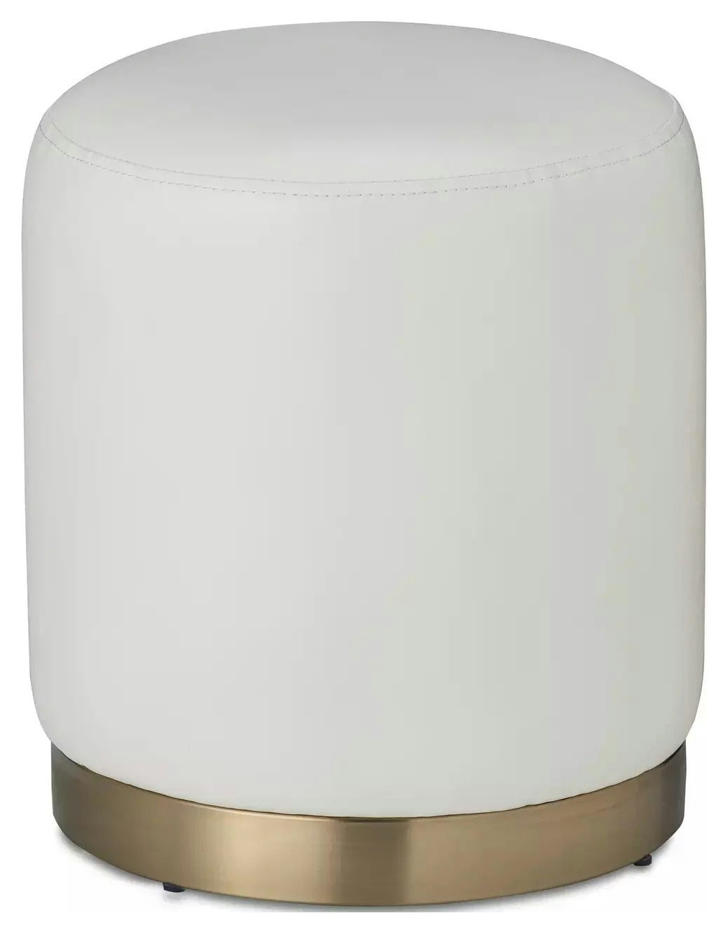 Пуф «Круг» золотой, белая экокожа